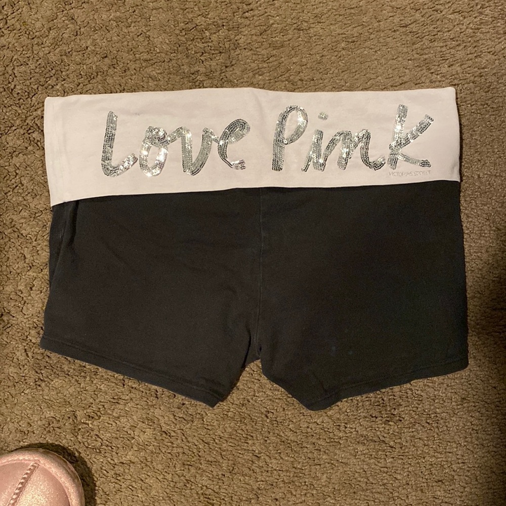 pink bling yoga short shorts